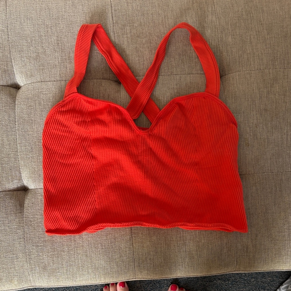 Women's orange Ribbed Crop Top